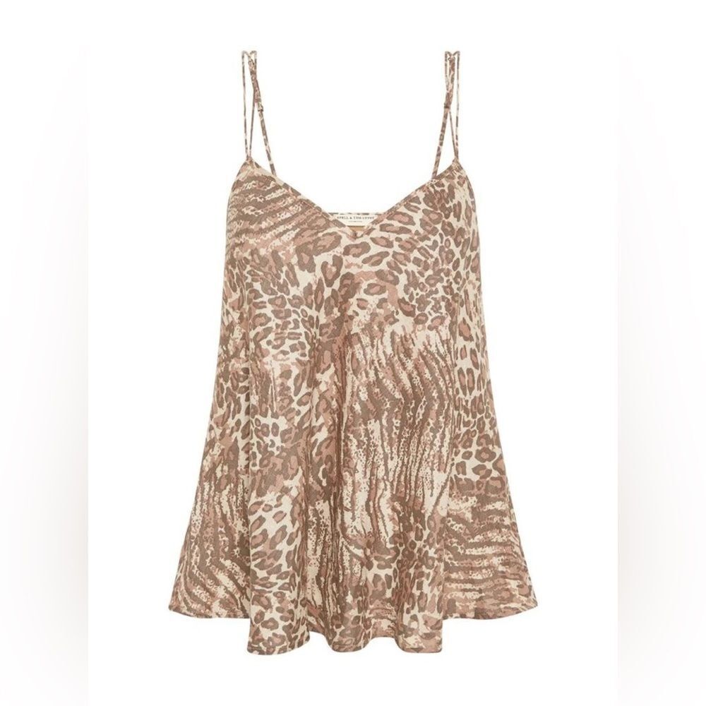 Spell & The Gypsy Ada Animal Leopard Print Linen Cami Tank Top NEW NWT Small